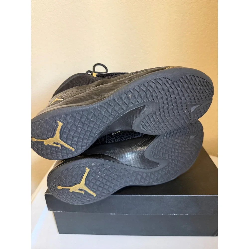 Jordan Super Fly 5 PO Black Metallic Gold Basketball Shoes Mens 11